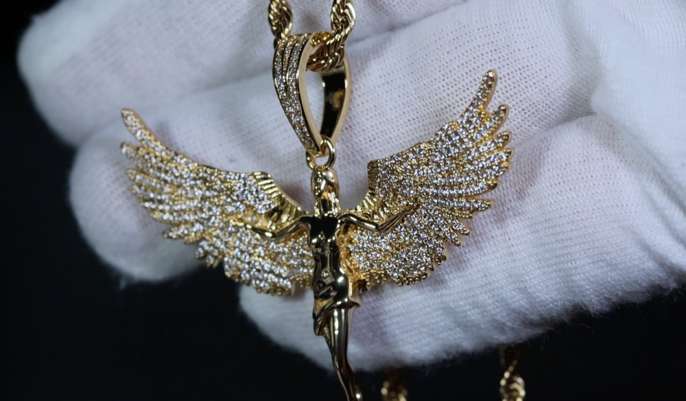 Angel Pendants | Gold Diamond Angel Pendant | Angel Necklace | Winged Goddess Pendant