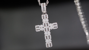 Big Silver Diamond Cross Pendant | Mens Big Hip Hop Cross Pendant | Iced Out Cross Pendant