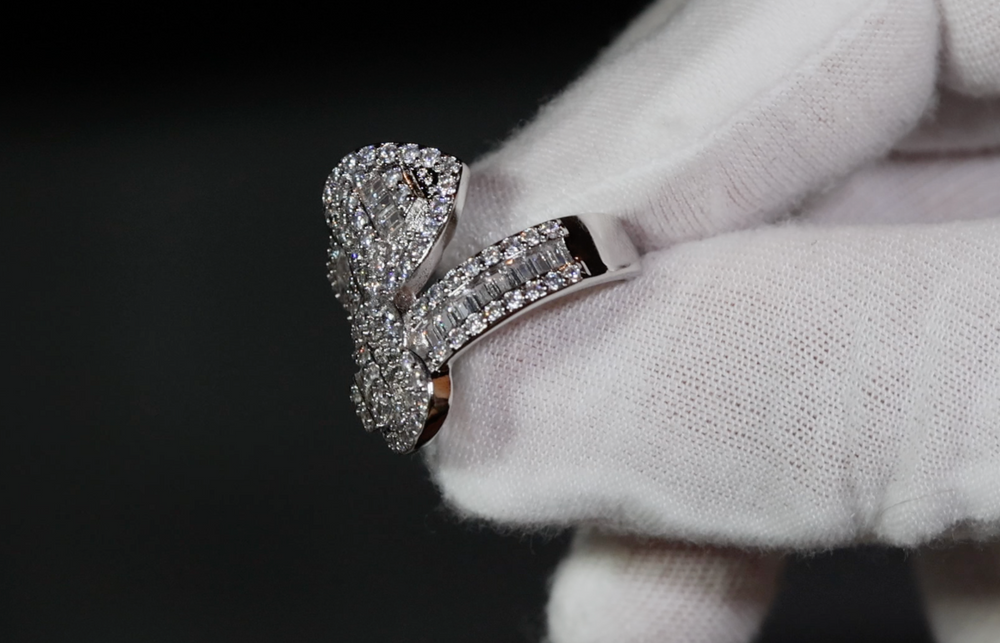 Baguette Diamond heart ring | Heart shaped ring | Silver Heart Diamond Ring