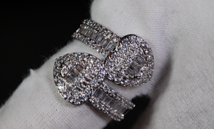 Baguette Diamond heart ring | Heart shaped ring | Silver Heart Diamond Ring