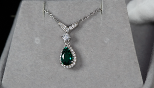 Lab Grown Colombian Emerald Diamond Necklace