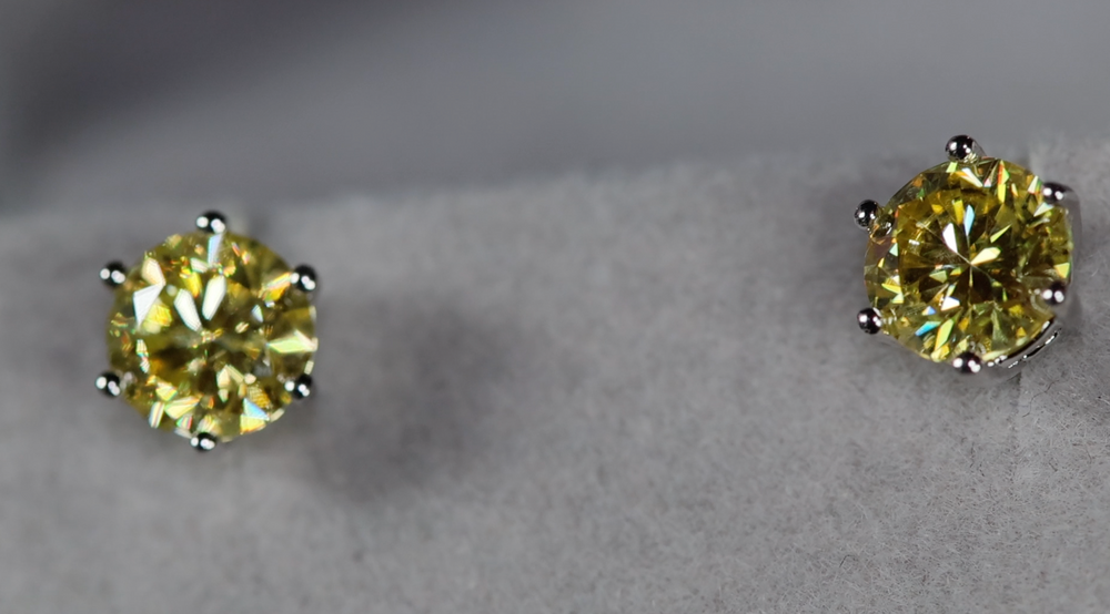 Yellow Moissanite Diamond Earrings