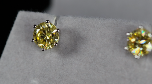 Yellow Moissanite Diamond Earrings