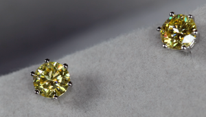 Yellow Moissanite Diamond Earrings