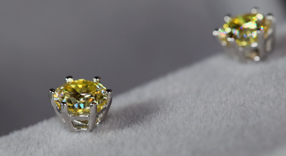 Yellow Moissanite Diamond Earrings