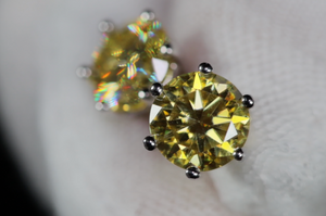 Yellow Moissanite Diamond Earrings