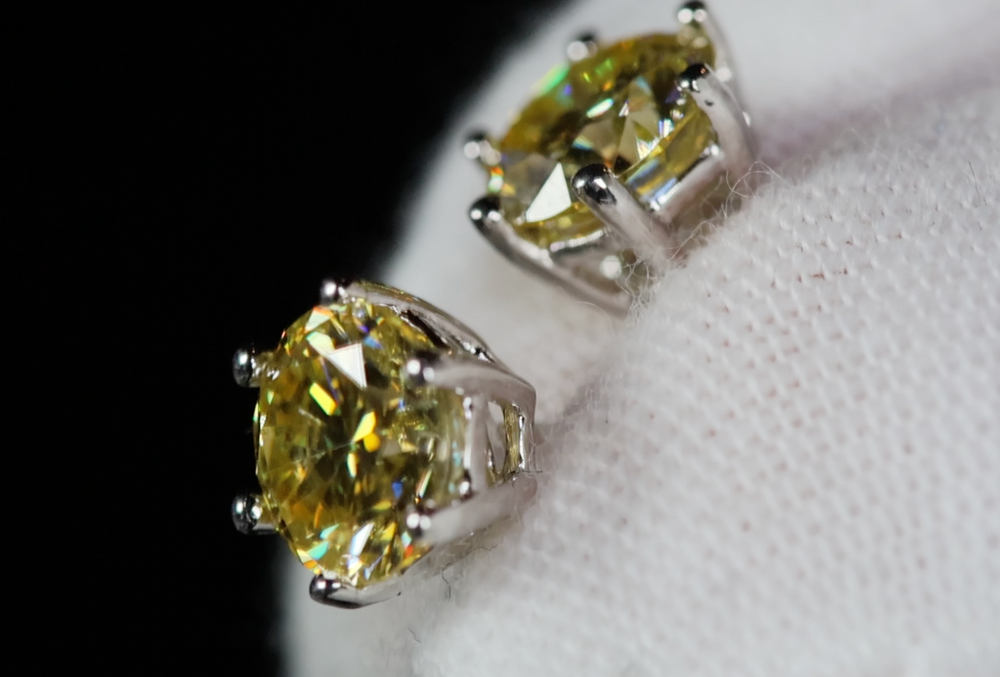 Yellow Moissanite Diamond Earrings