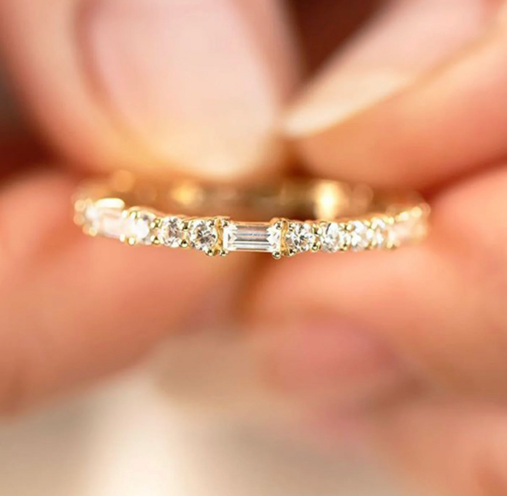 Gold Diamond Ring | Womens Gold Engagement Ring | Womens Gold Wedding Ring | Eternity Ring