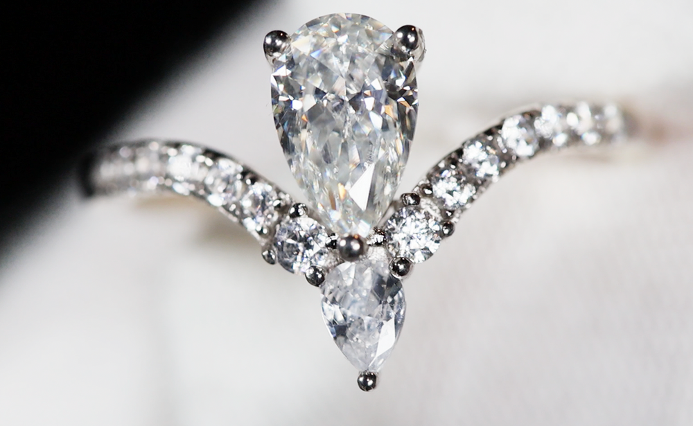 MOISSANITE pear cut ENGAGEMENT RING