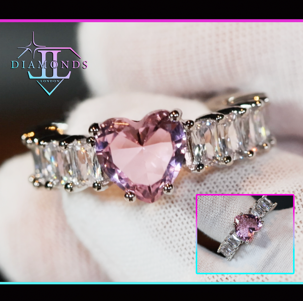 Pink diamond heart ring