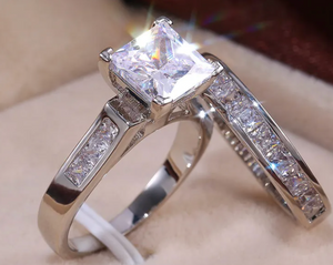 Princess Cut Engagement Ring Set | Womens Diamond Ring