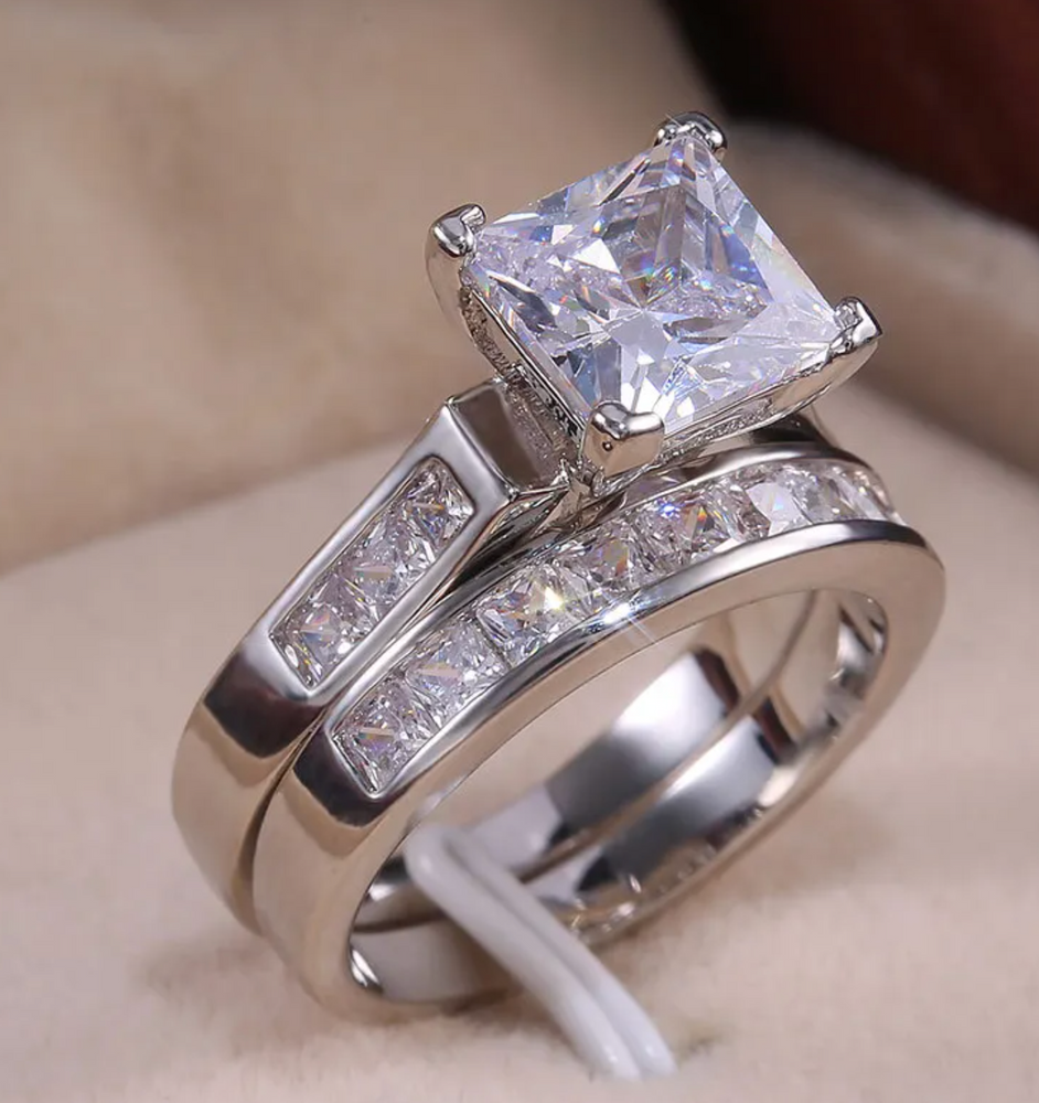 Princess Cut Engagement Ring Set | Womens Diamond Ring