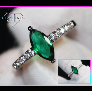 Green marquise diamond ring