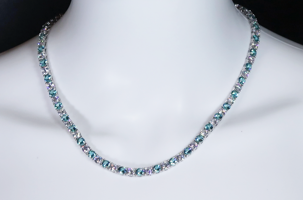 Green Diamond Tennis Necklace