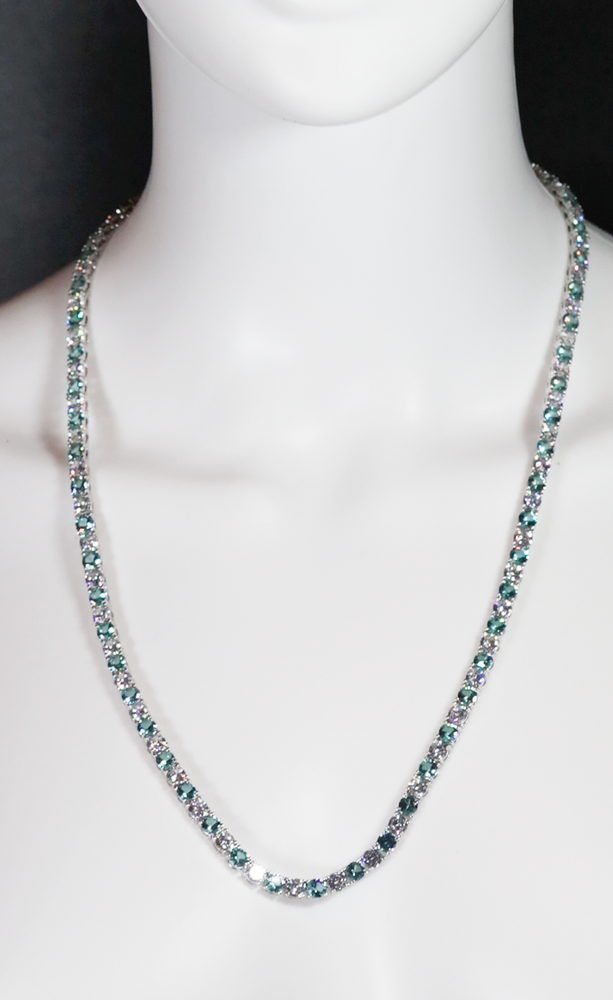 Green Diamond Tennis Necklace