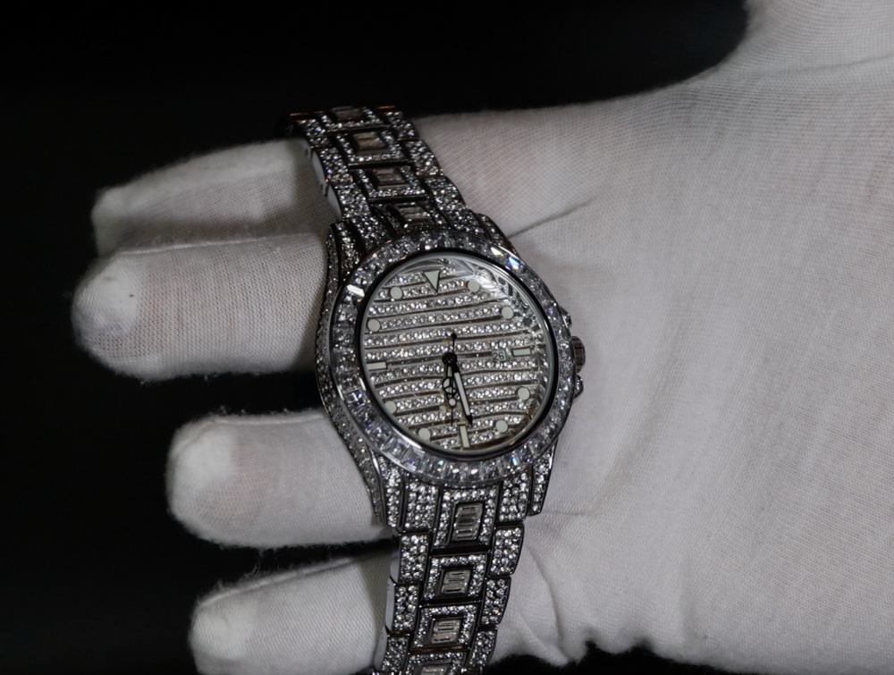 Iced Out Watch | Iced Watch | Mens Iced Out Watch | Hip Hop Watch | Baguette Watch | Diamond Watches | Rainbow Bezel Watch  | Rainbow Watch