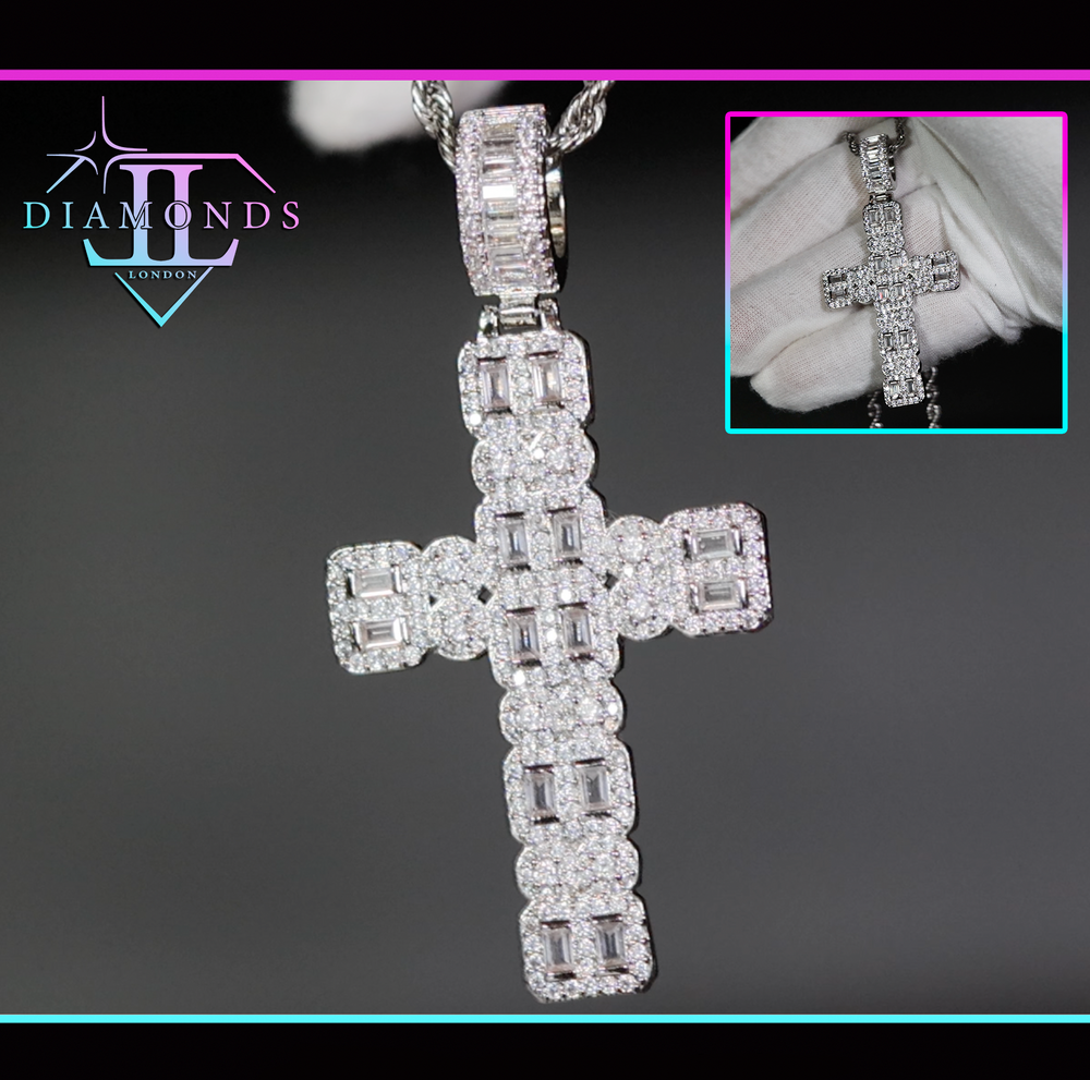 Mens Big Diamond Cross Pendant 