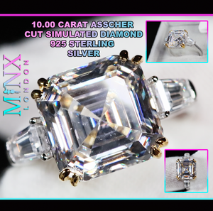 Silver Asscher Cut Diamond Ring