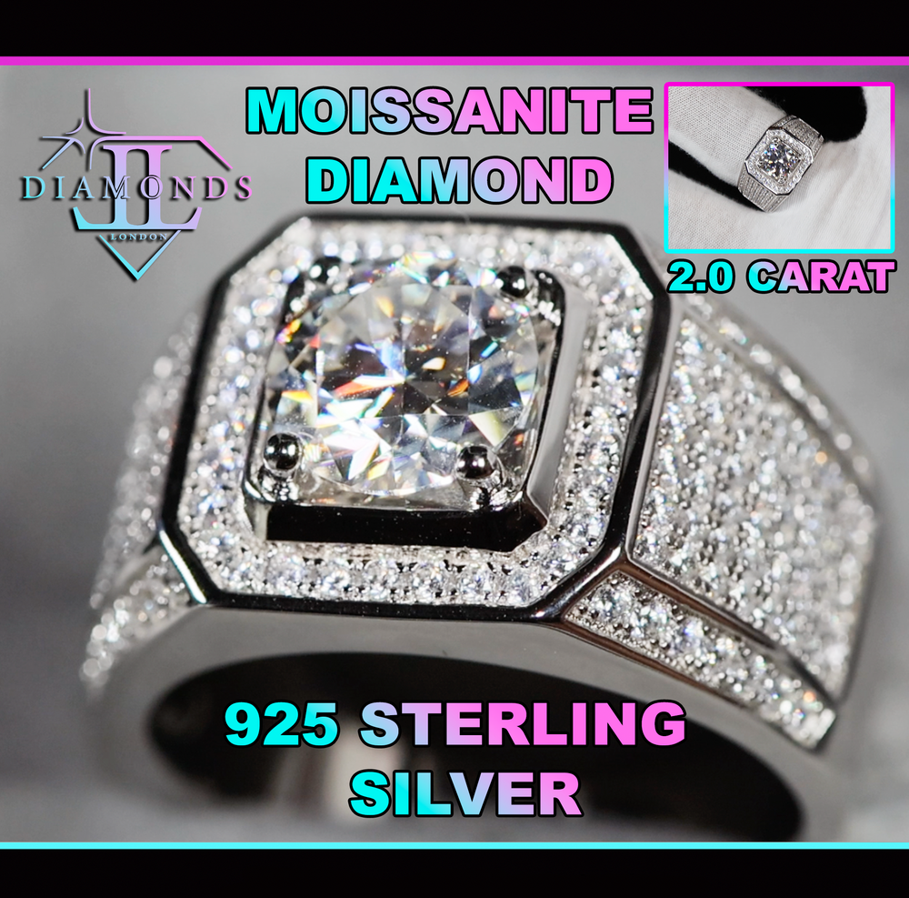 Mens Moissanite Diamond Ring