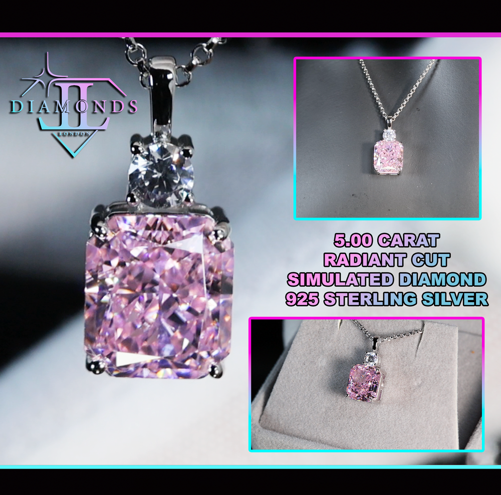 
            
                Load image into Gallery viewer, Pink Radiant Cut Diamond Pendant
            
        