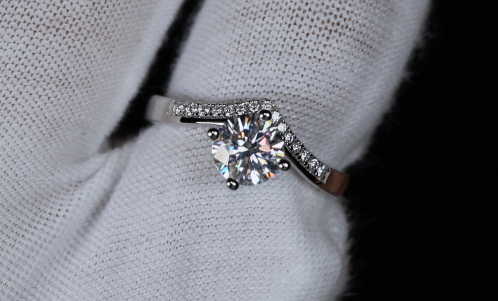 Moissanite Diamond Engagement Ring | Moissanite Wishbone Engagement Ring