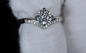 Moissanite Diamond Engagement Ring | Moissanite Wishbone Engagement Ring