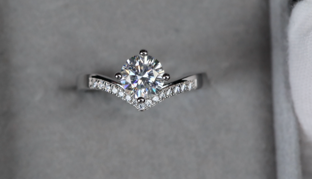 Moissanite Diamond Engagement Ring | Moissanite Wishbone Engagement Ring