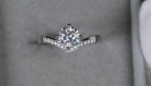 Moissanite Diamond Engagement Ring | Moissanite Wishbone Engagement Ring