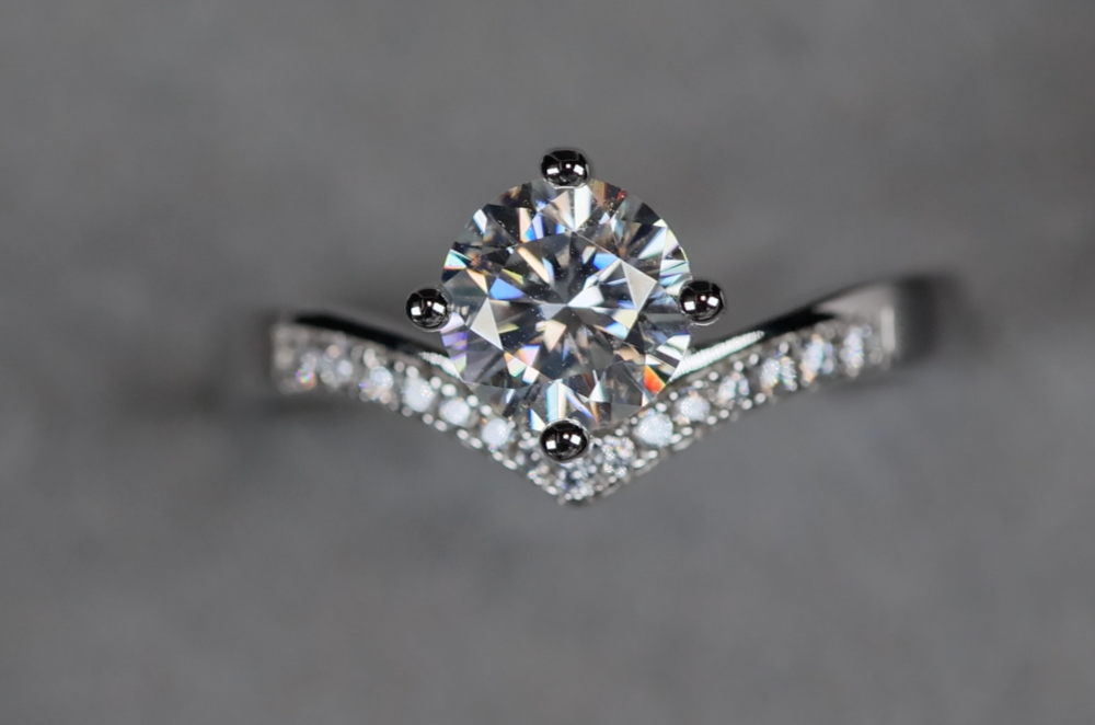 Moissanite Diamond Engagement Ring | Moissanite Wishbone Engagement Ring