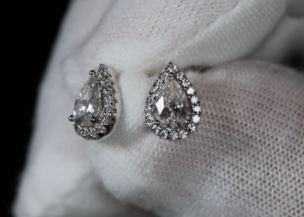 Pear Cut Diamond Ear Studs