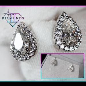 Pear Cut Moissanite Diamond Ear Studs