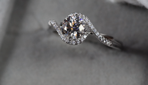 Womens Silver Moissanite Diamond Ring