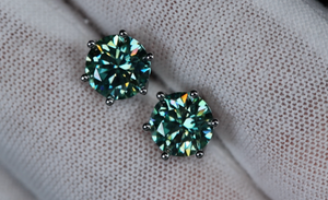 Green Moissanite Ear Studs