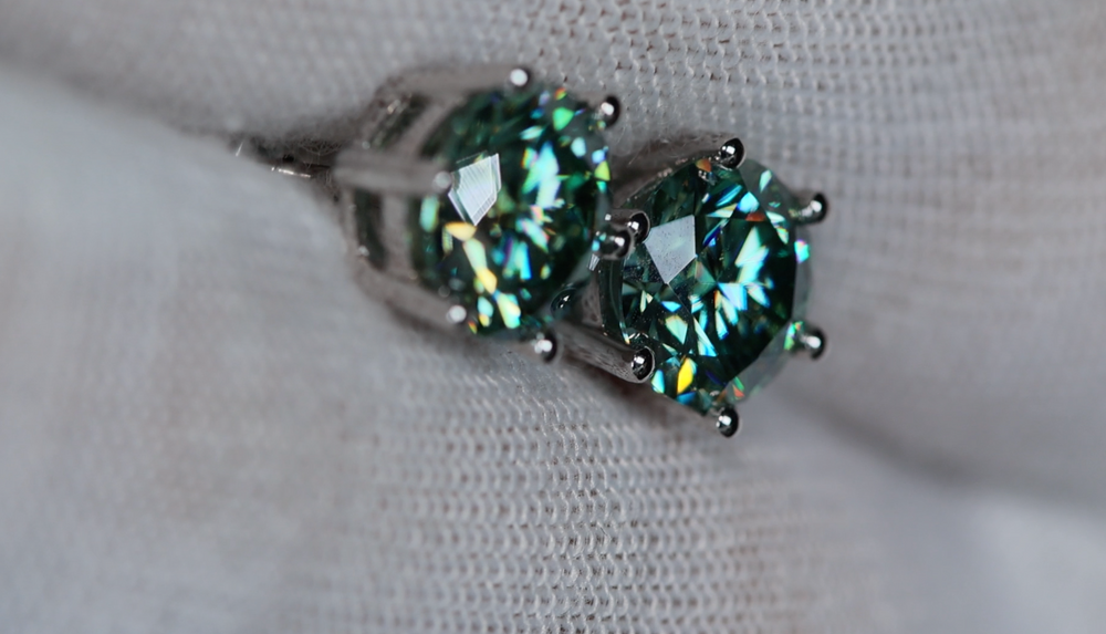 Green Moissanite Ear Studs