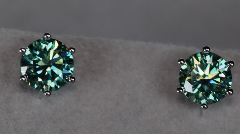 Green Moissanite Diamond Ear Studs