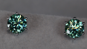 Green Moissanite Diamond Ear Studs