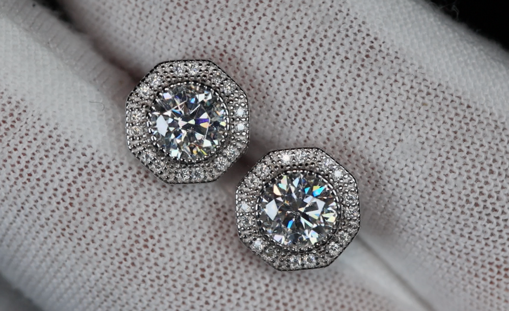 Moissanite Diamond Ear Studs