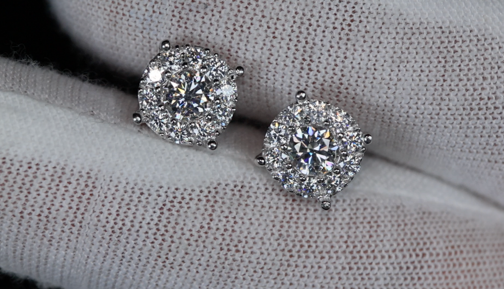 Mens Moissanite Diamond Ear Studs