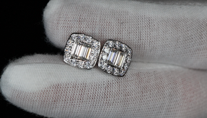 Moissanite Baguette Cut Diamond Ear Studs