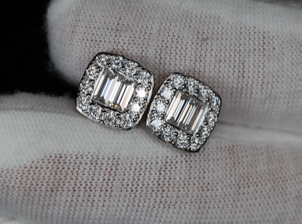 iced out Moissanite Diamond Ear Studs