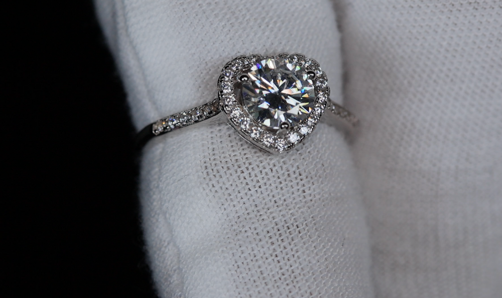 Moissanite Diamond Heart Ring