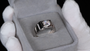 Mens Moissanite Diamond Wedding Ring