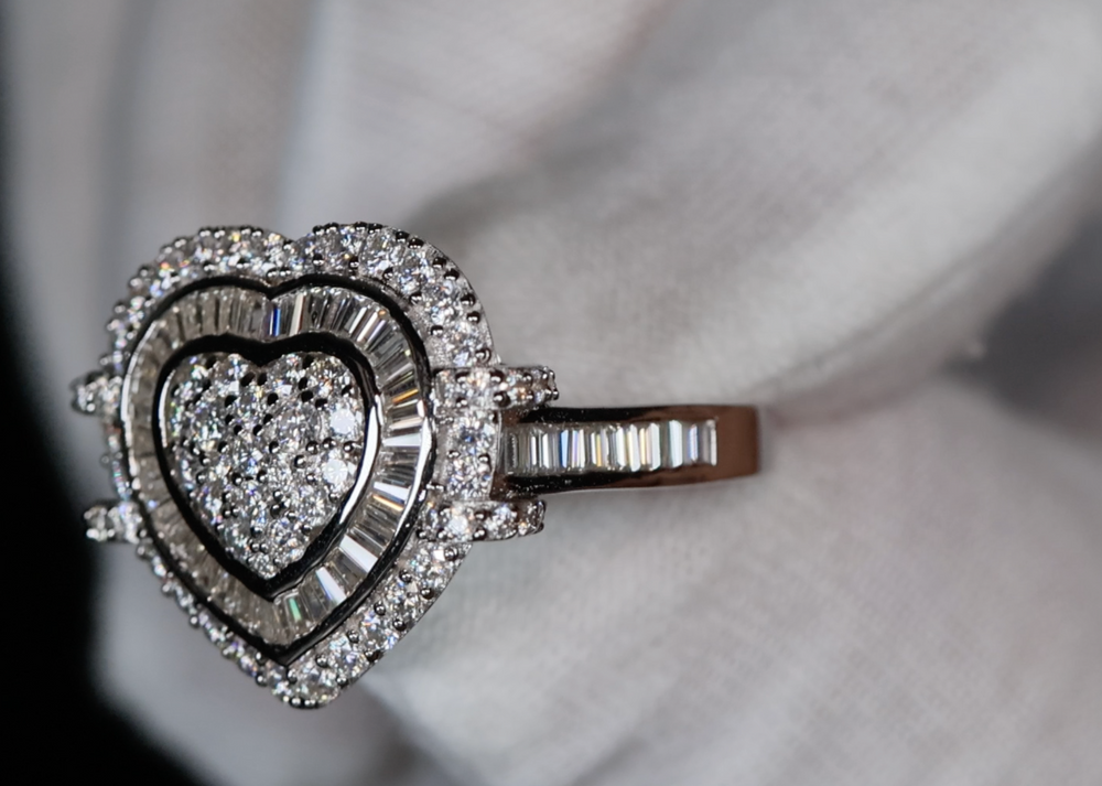 Moissanite Diamond Heart Engagement Ring