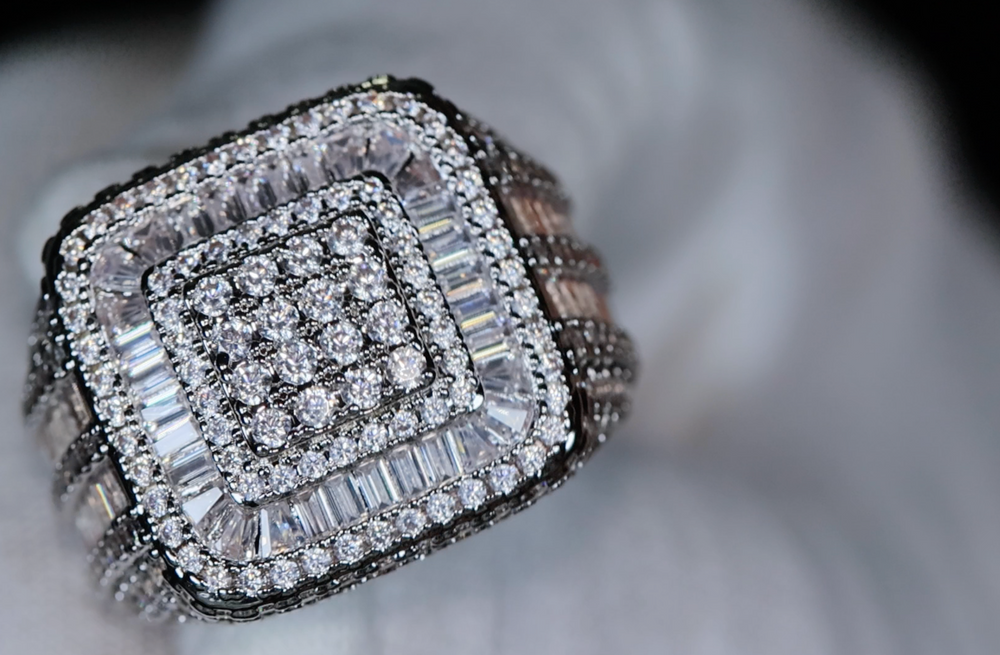 
            
                Load image into Gallery viewer, Big Hip Hop Ring | Mens Iced Out Rings | Mens Big Diamond Ring | Mens Baguette Diamond Ring
            
        