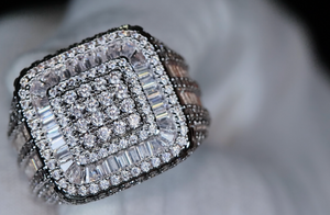 Big Hip Hop Ring | Mens Iced Out Rings | Mens Baguette Diamond Ring