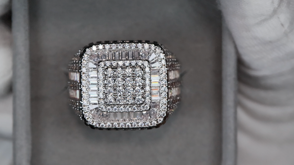 Big Hip Hop Ring | Mens Iced Out Rings | Mens Baguette Diamond Ring