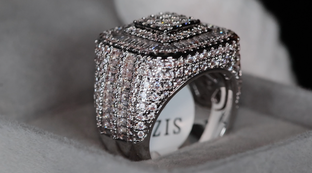 Big Hip Hop Ring | Mens Iced Out Rings | Mens Baguette Diamond Ring