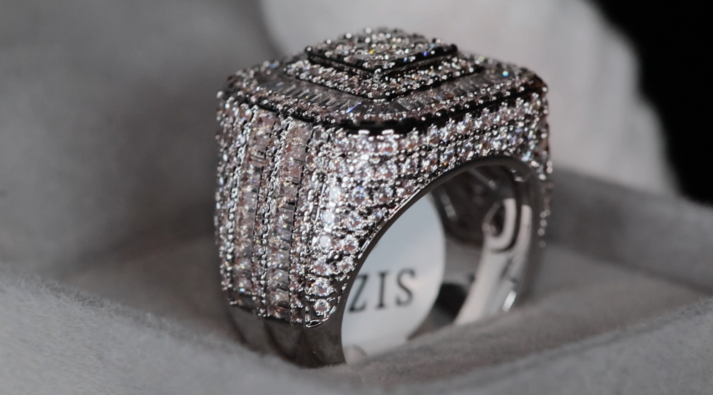
            
                Load image into Gallery viewer, Big Hip Hop Ring | Mens Iced Out Rings | Mens Big Diamond Ring | Mens Baguette Diamond Ring
            
        