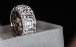 Big Diamond Eternity Ring | Iced Out Baguette Ring | Iced Ring