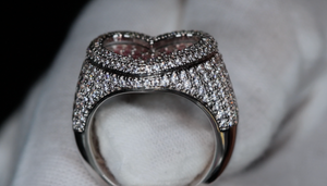 Pink Diamond Heart Ring | Diamond Heart Ring | Baguette Diamond Heart Ring